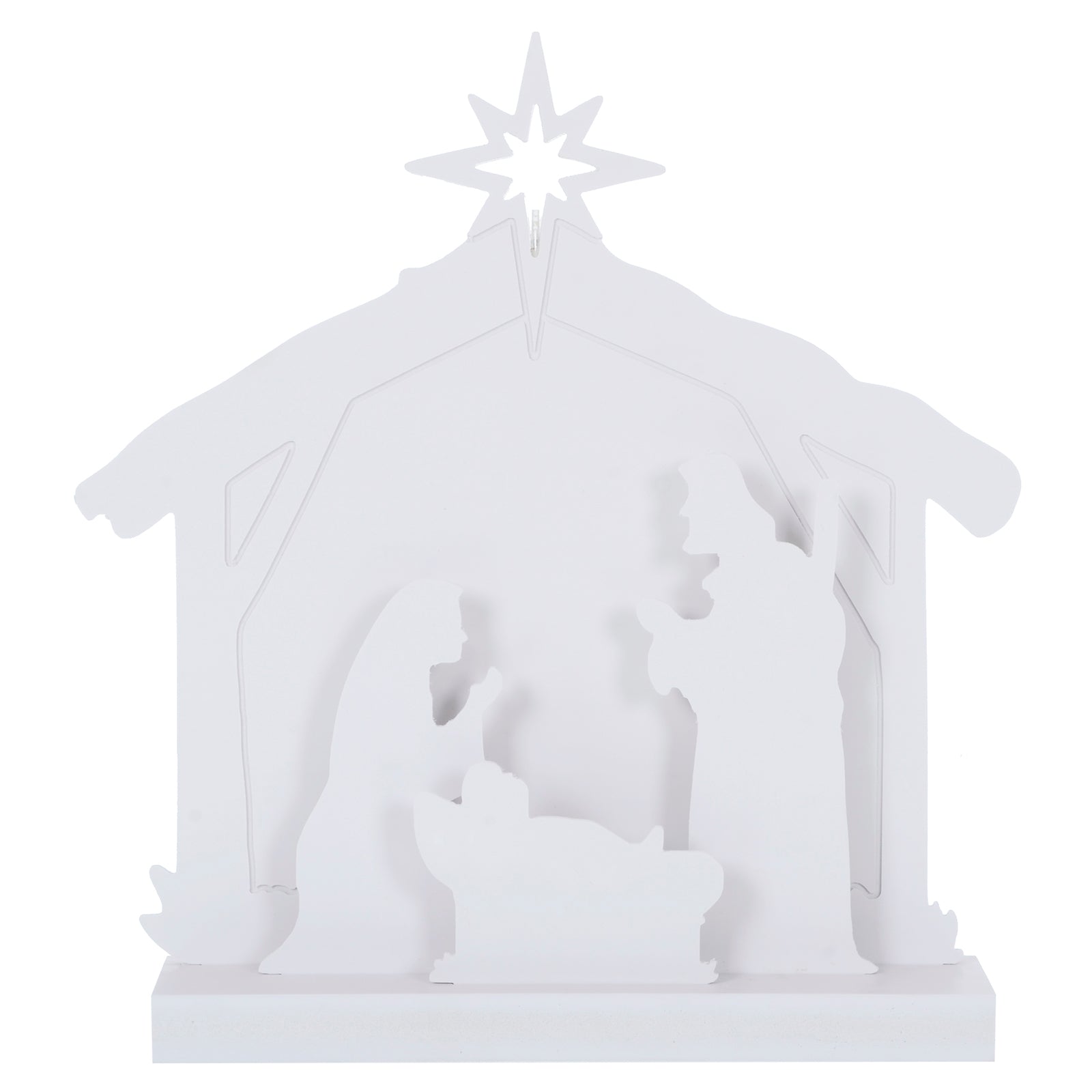 Mr Crimbo White Christmas Scene Light Up Ornament - MrCrimbo.co.uk -XS6518 - Nativity -christmas room decor